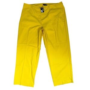 Ashley Stewart Millennium Pants Plus Size 24 Yellow Career Stretch Straight Work